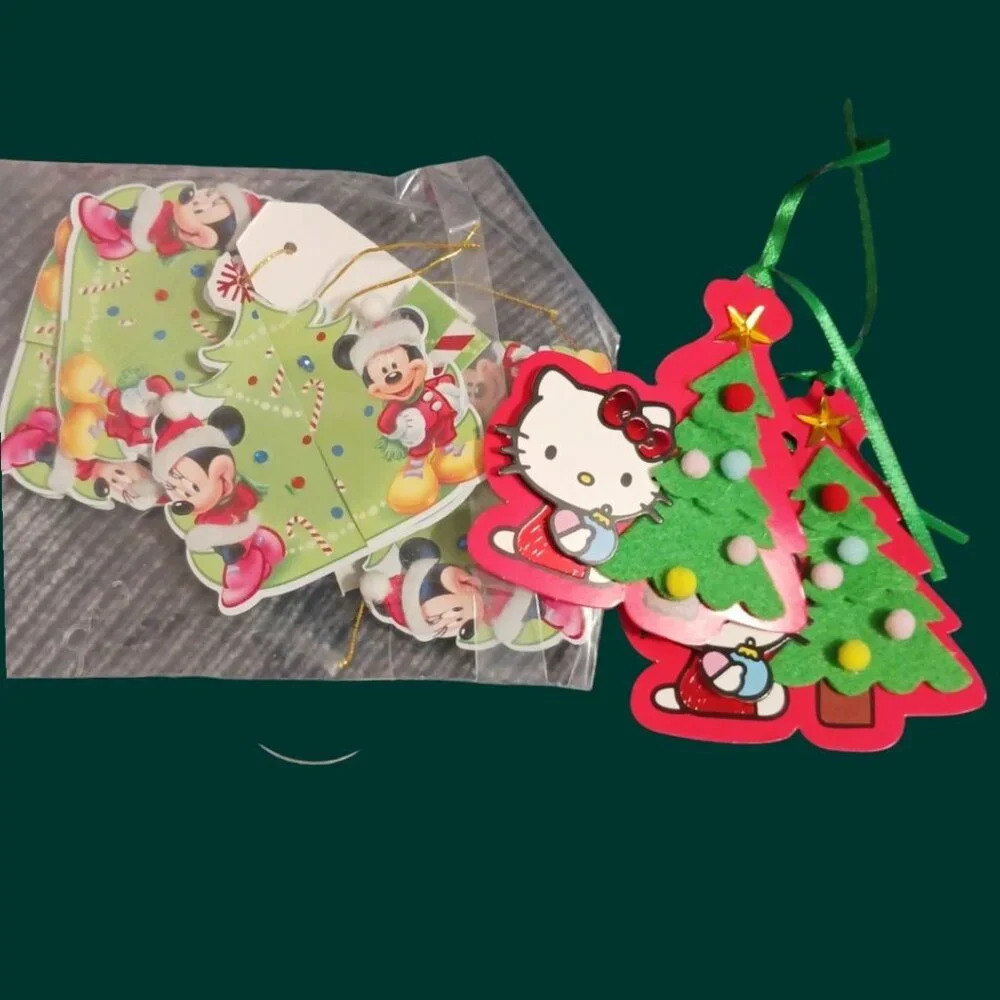 Sanrio & disney Hello Kitty & Mickey Mouse Christmas gift tags lot of 6
